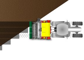 Skizze mit Streubild Section Control bei Pöttinger Aerosem Sämaschine