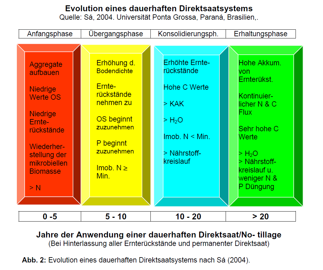 Schema der Entwicklung eines erfolgreichen Direktsaatsystems